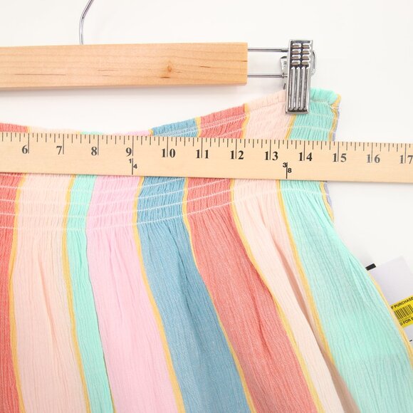 O'Neill Shorts Blue Colorful Striped Smocked Waistband Lightweight High Waisted - Picture 4 of 12